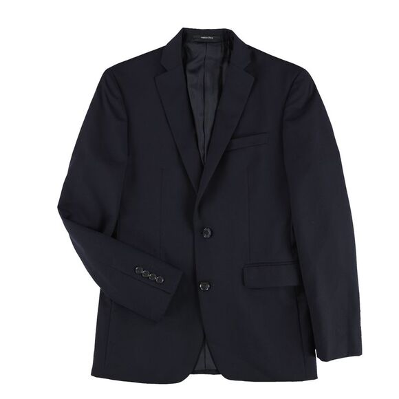 bar III Mens Tonal Check Two Button Blazer Jacket, navy, 36...